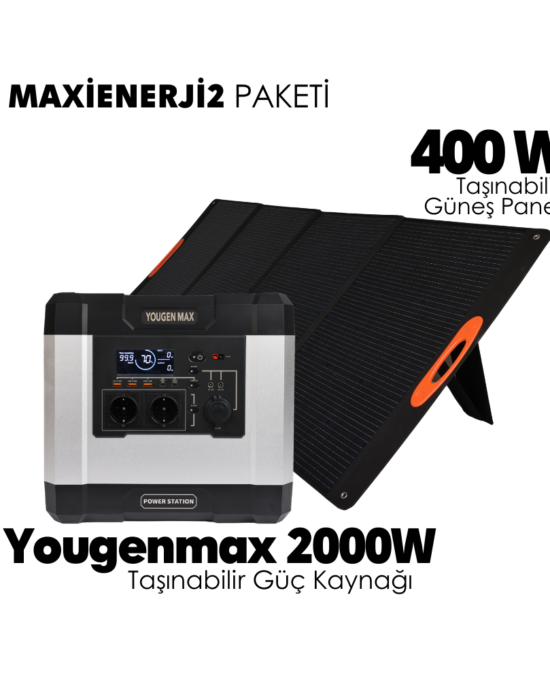 Maxi Enerji 2 Paketi – Youngenmax 2000W + 400W Güneş Paneli